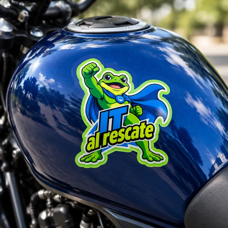 Sticker Rana de Guardia pegado en moto